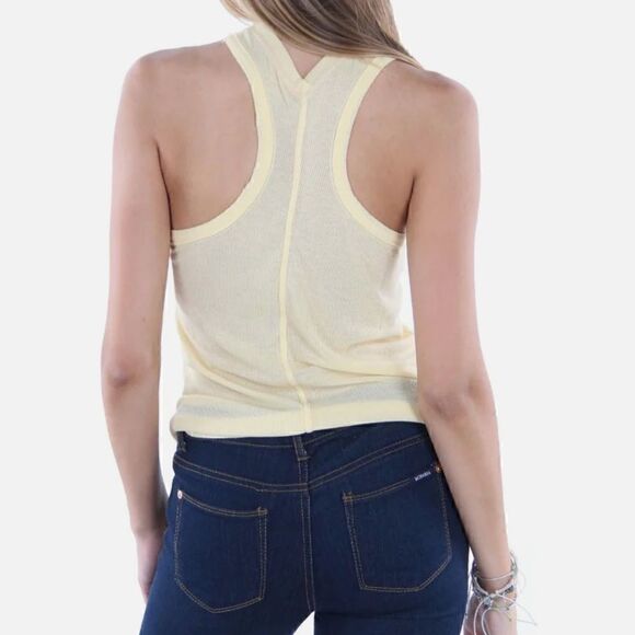 NWOT Free People Movement Tank Yellow Ribbed L Very Varsity Exercise Lounge - Picture 14 of 16